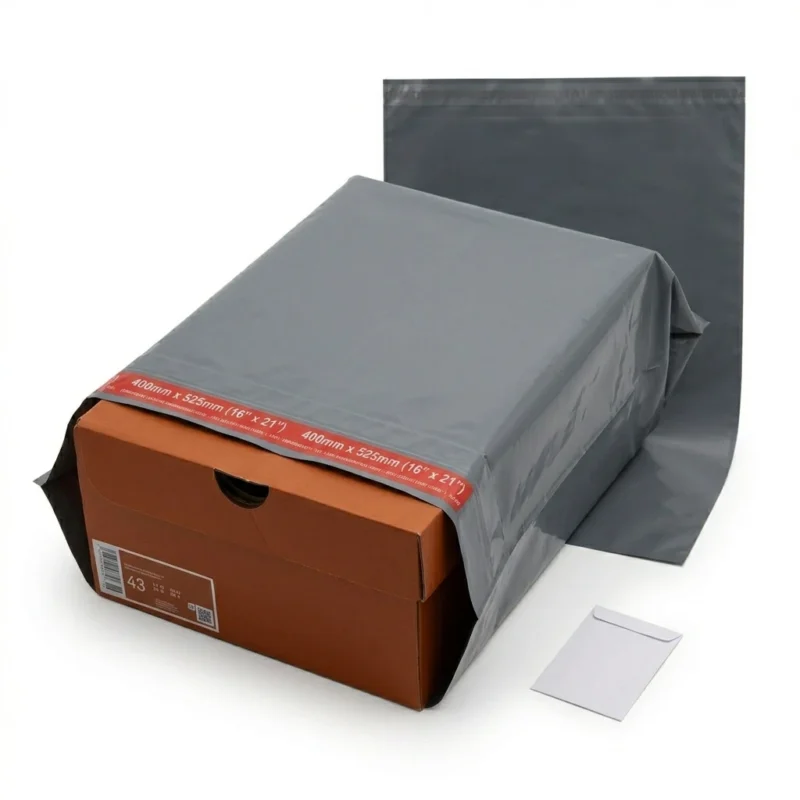 Shoebox Packed In A Large Grey Mailing Bag