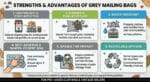 Strengths and advantages of grey mailing bags Strengths and advantages of grey mailing bags infographic