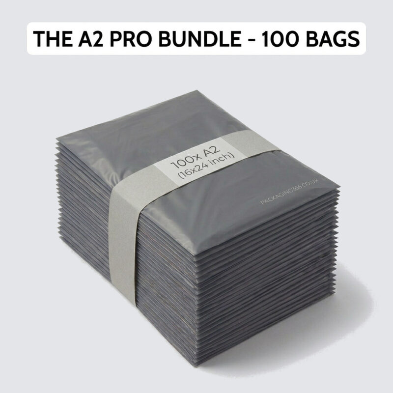 16" x 21" Large Grey Mailing Bags (A2 Size) – Heavy Duty Shipping for Large Items & Bundles (pack of 100) - Packaging 365