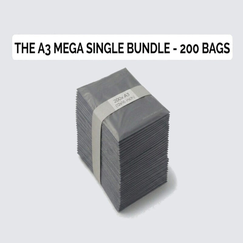 12" x 16" Medium Grey Mailing Bags (A3 Size - 300mm x 400mm) – Ideal for Jumpers, Jeans & Shoe Boxes (Pack of 200) - Packaging 365