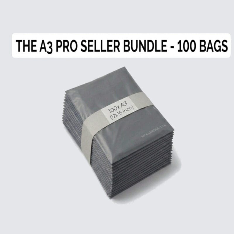 12" x 16" Medium Grey Mailing Bags (A3 Size - 300mm x 400mm) – Ideal for Jumpers, Jeans & Shoe Boxes (Pack of 100) - Packaging 365