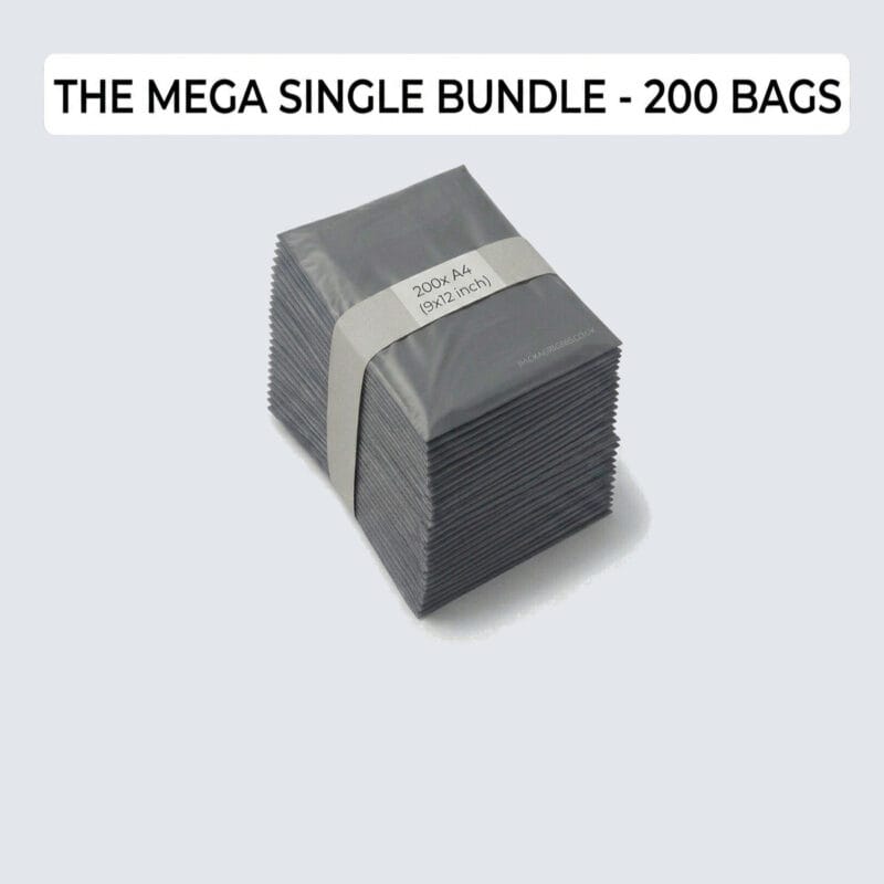 200 x Grey Mailing Bags | 9" x 12" (225x300mm) | Royal Mail Large Letter A4 Size - Packaging 365