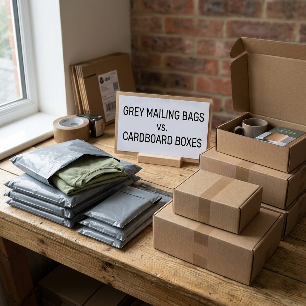 Grey Mailing Bags vs. Cardboard Boxes 1 Grey Mailing Bags vs. Cardboard Boxes
